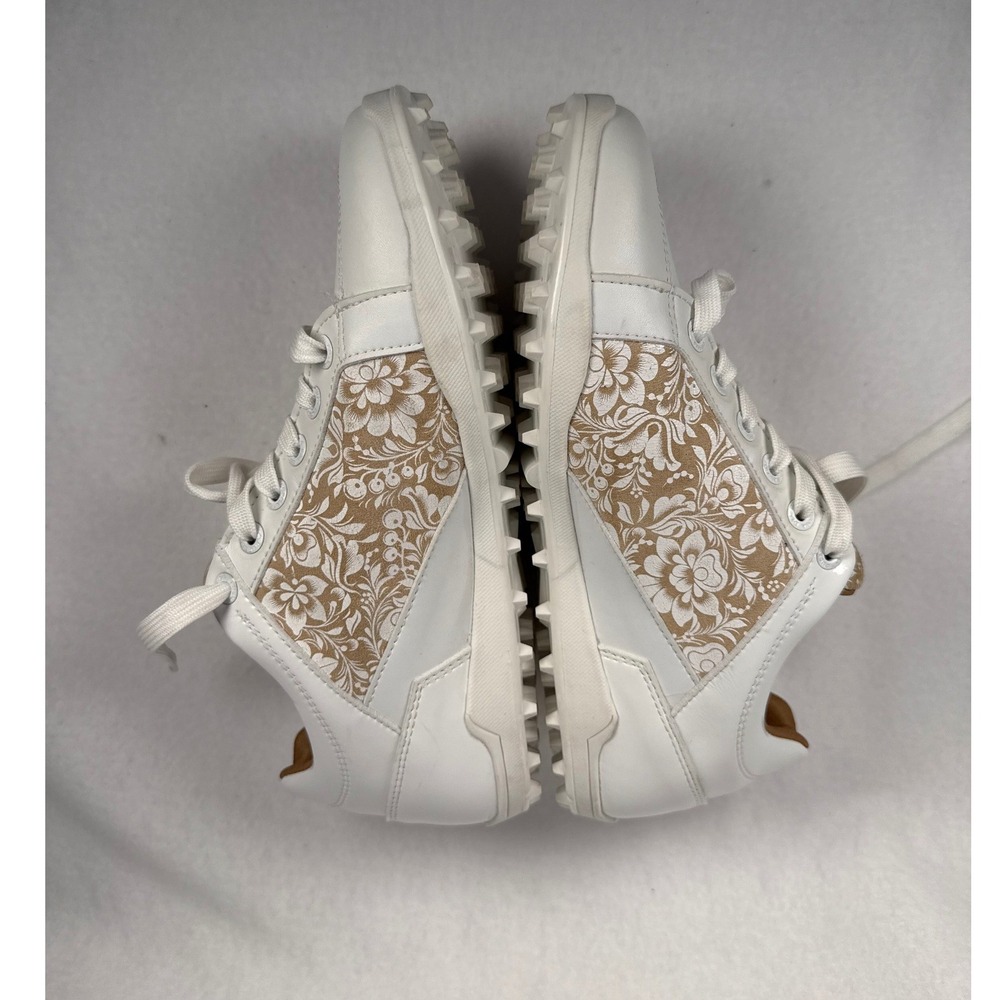 Duca del Cosma Women White Tan Floral Waterproof Golf Shoes Sneakers Size 37 6.5 - Picture 3 of 11